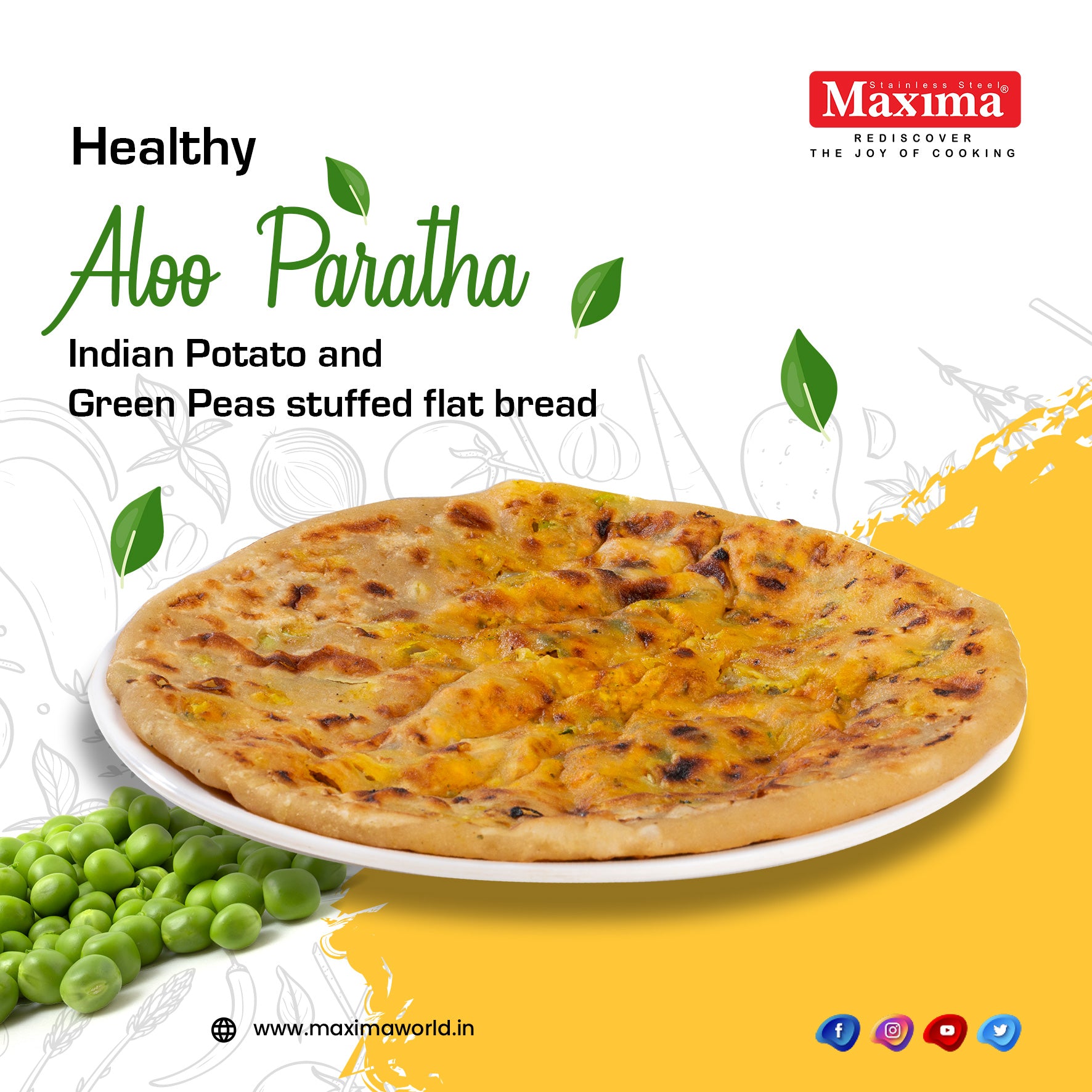 Healthy Aloo Paratha – Indian Potato and Green Peas stuffed flat bread