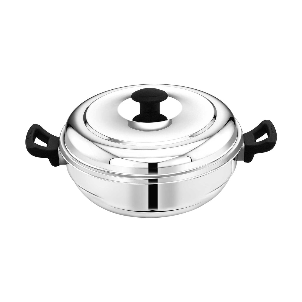 Maxima Triply Stainless Steel Multi Kadai 28cm (Induction Friendly)
