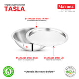 Triply Stainless Steel Tasla with lid (25% OFF)- Maxima Cookware